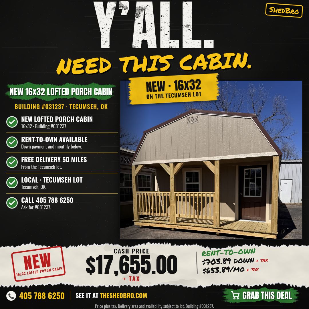 Lofted Porch Cabin 16x32 · #031237