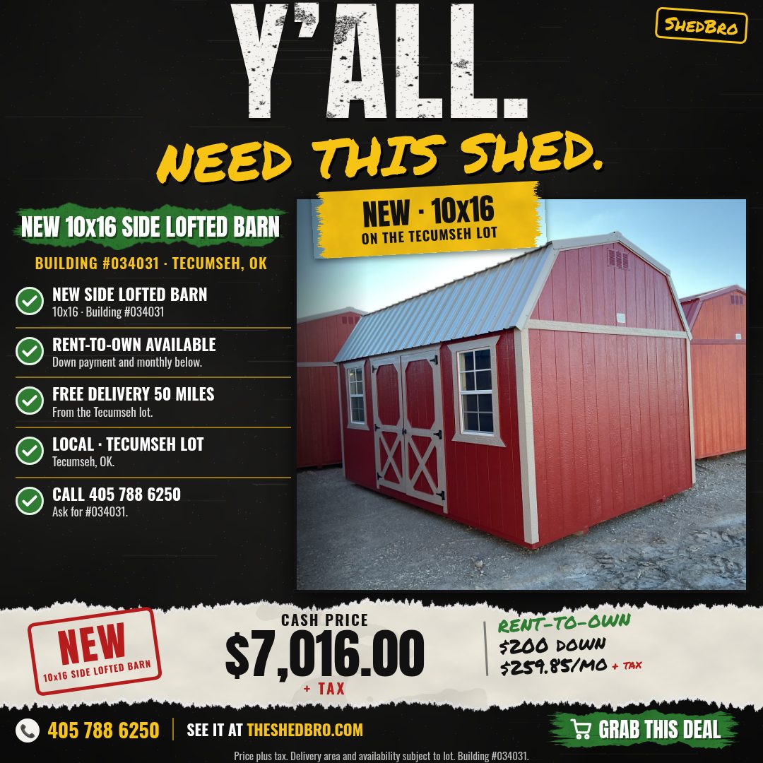 Side Lofted Barn 10x16 · #034031