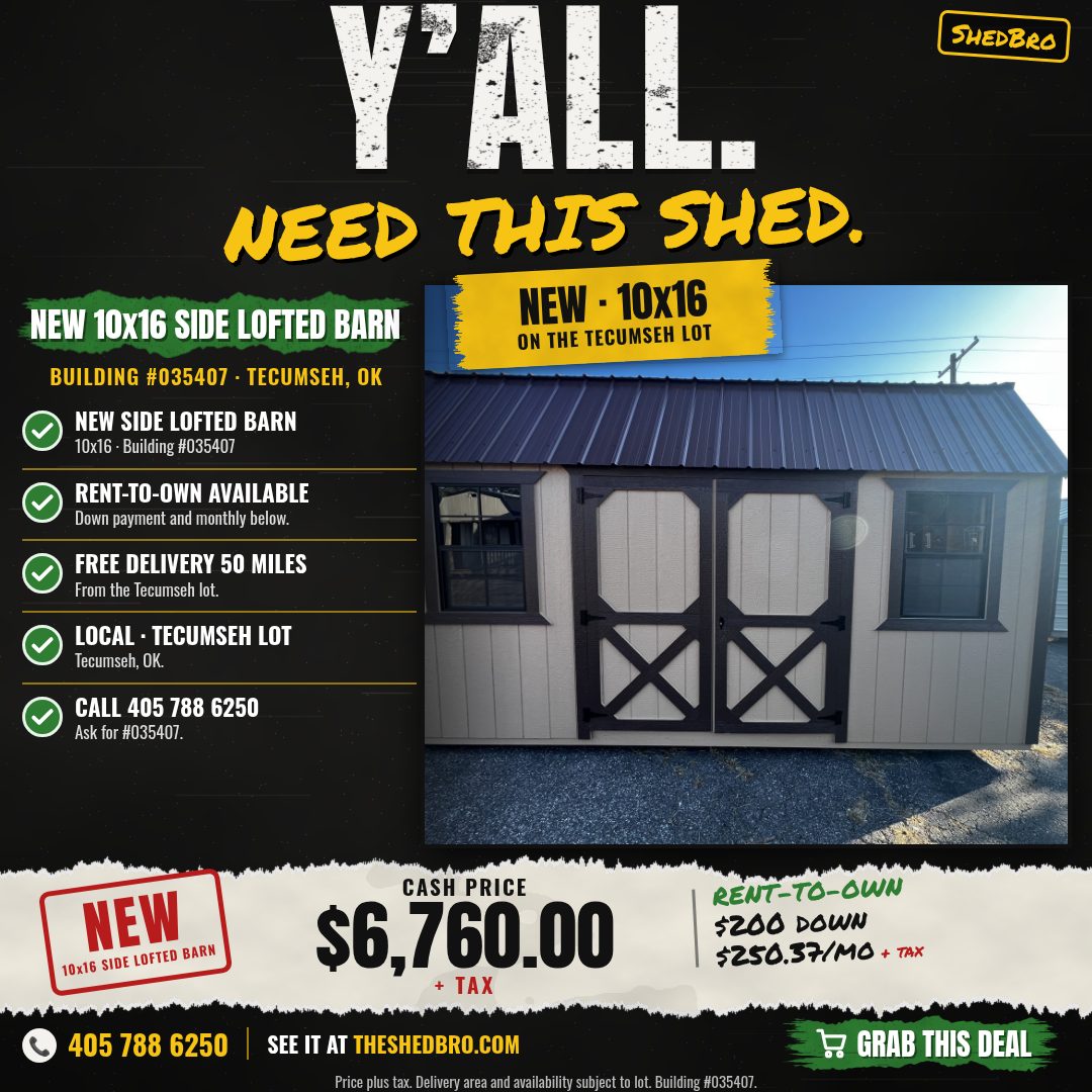 Side Lofted Barn 10x16 · #035407