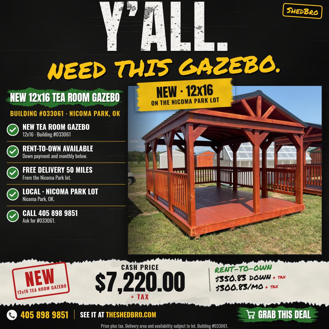 Tea Room Gazebo (no Paint or Polyurethane colors) 12x16 · #033061
