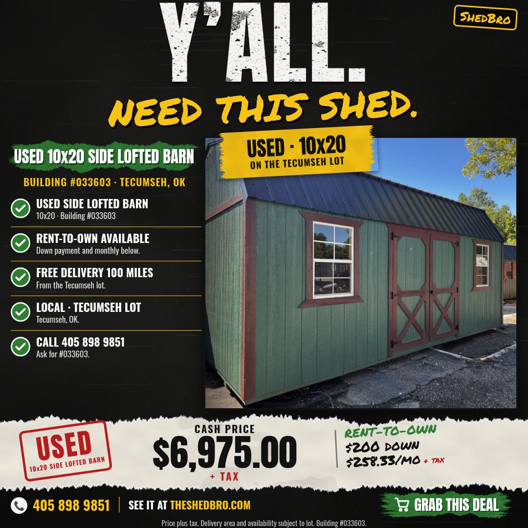 Side Lofted Barn 10x20 · #033603